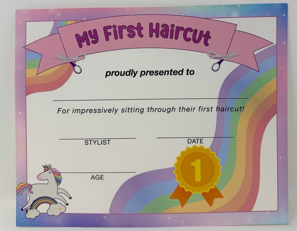 My First Haircut Unicorn Rainbow Certificates 28